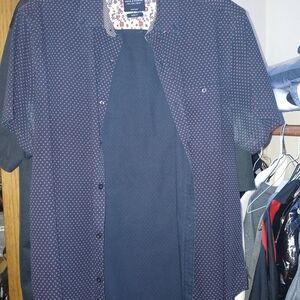 Denim & Flower Navy and Red Casual Button Down Shirt